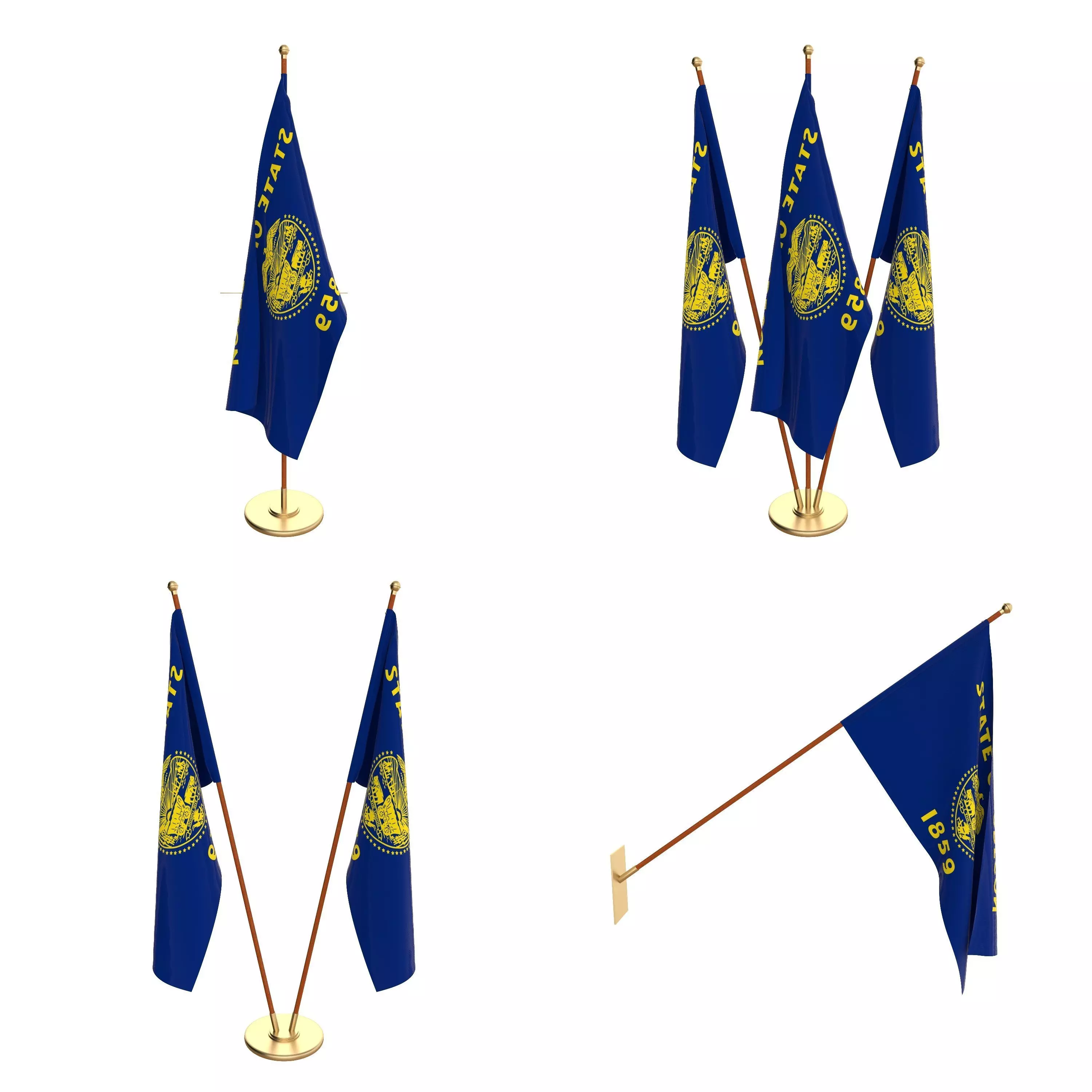 Oregon Flag Pack 3D model_0