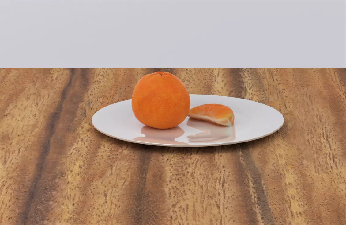 Orange apricot on plate 3D model_0