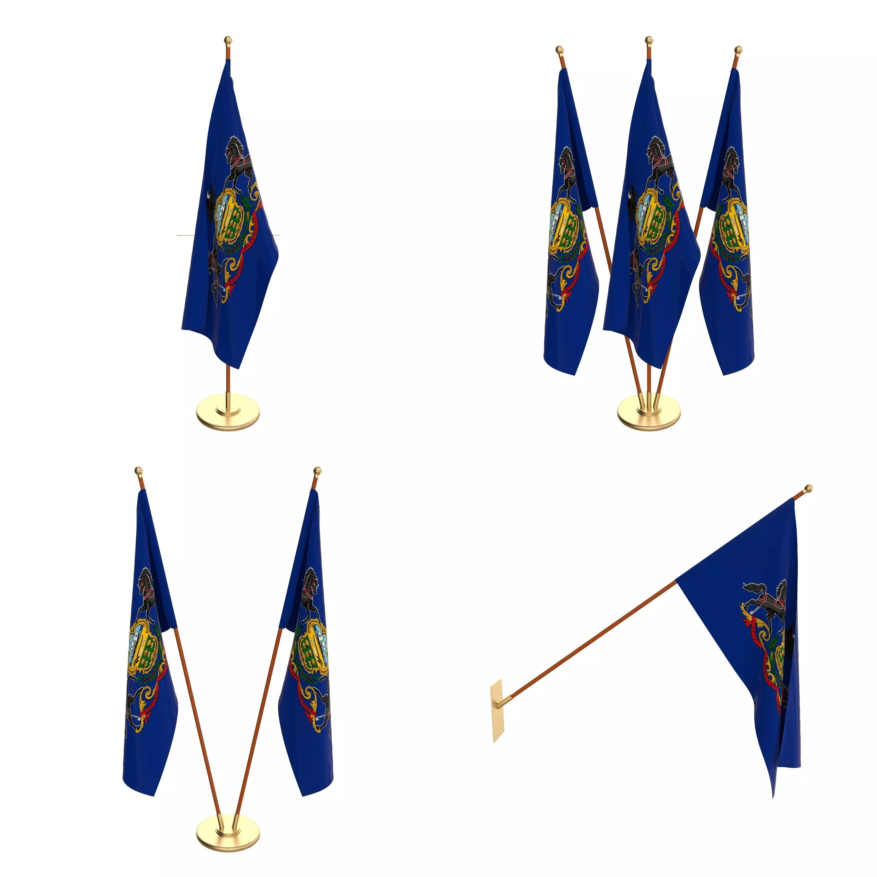 Pennsylvania Flag Pack 3D model