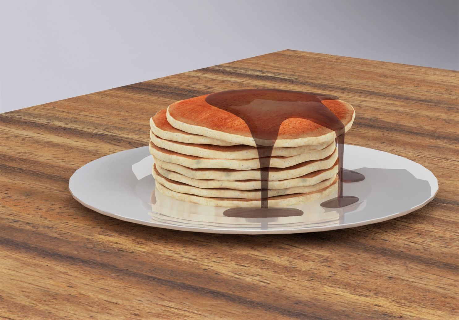 Pancake With Chocolate Syrup 3D model_1