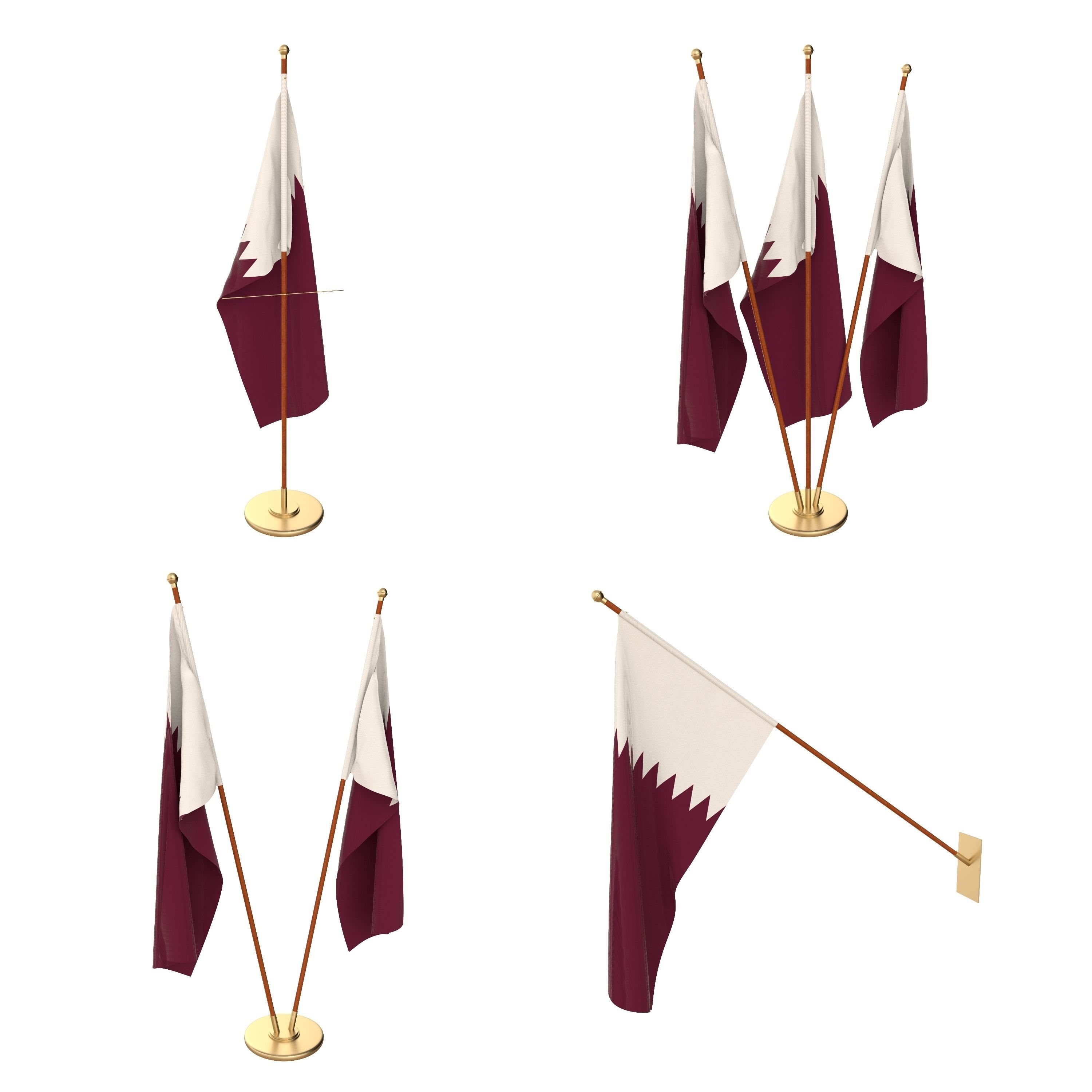 Qatar Flag Pack 3D model_1