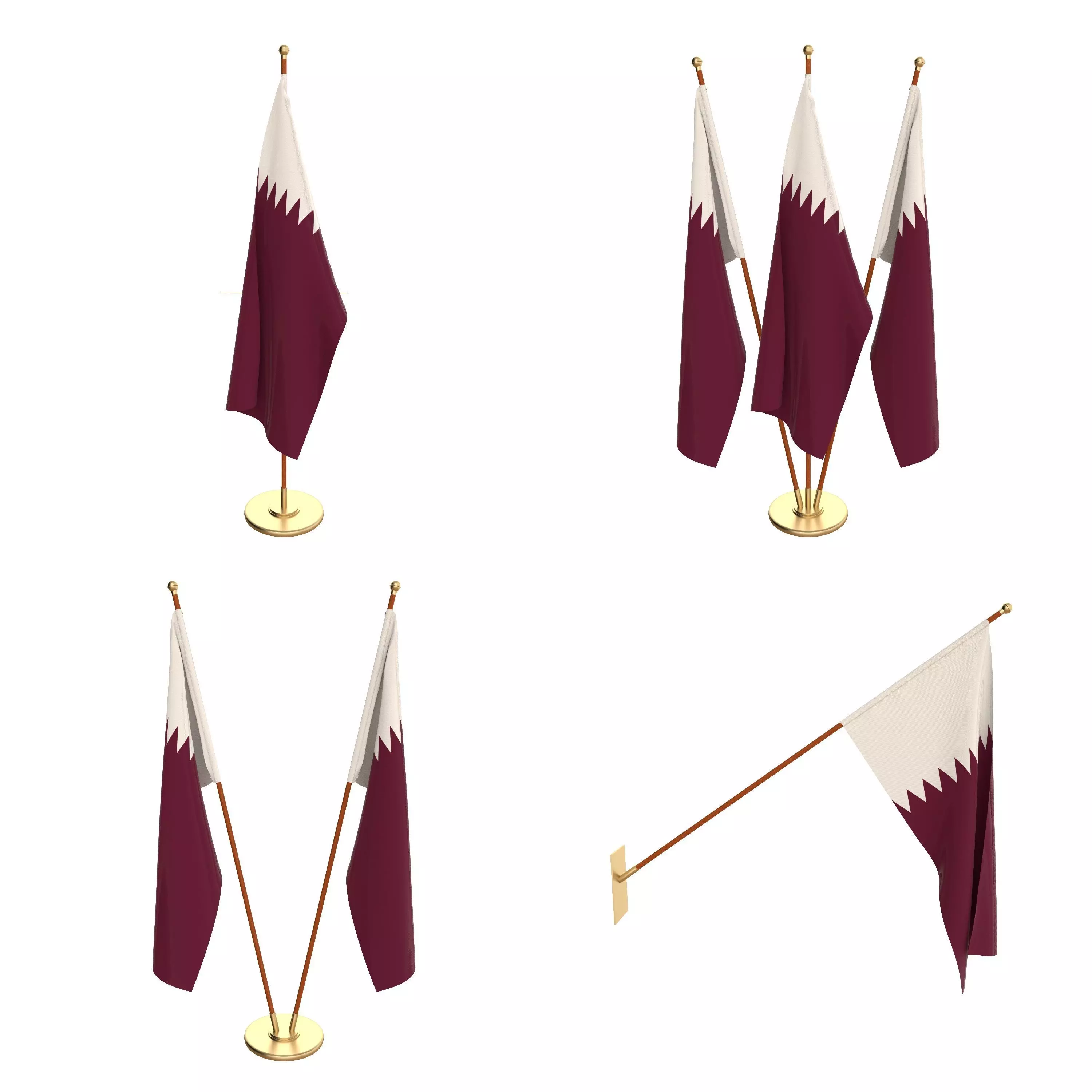 Qatar Flag Pack 3D model_0