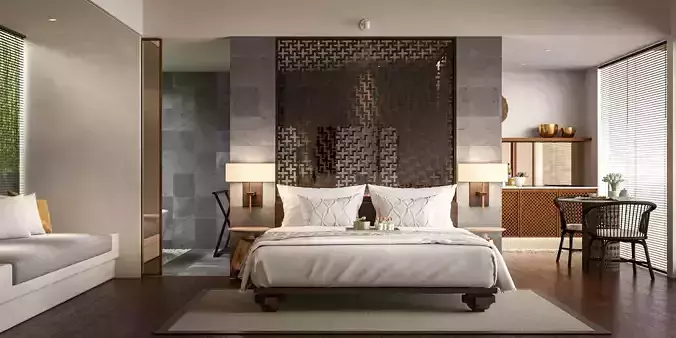 Interior Scene - Hotel Villas - Sketchup Vray 3D model