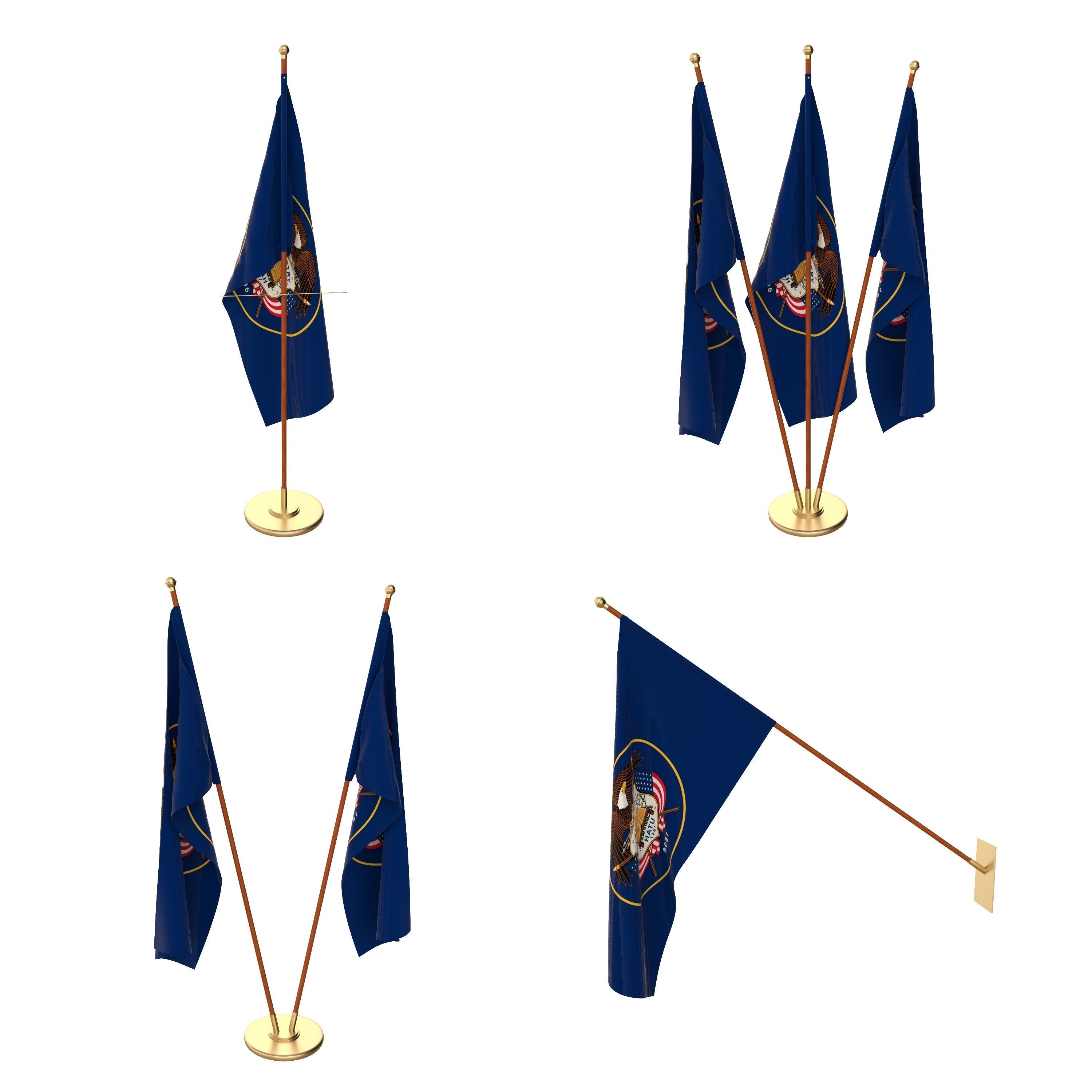 Utah Flag Pack 3D model_1