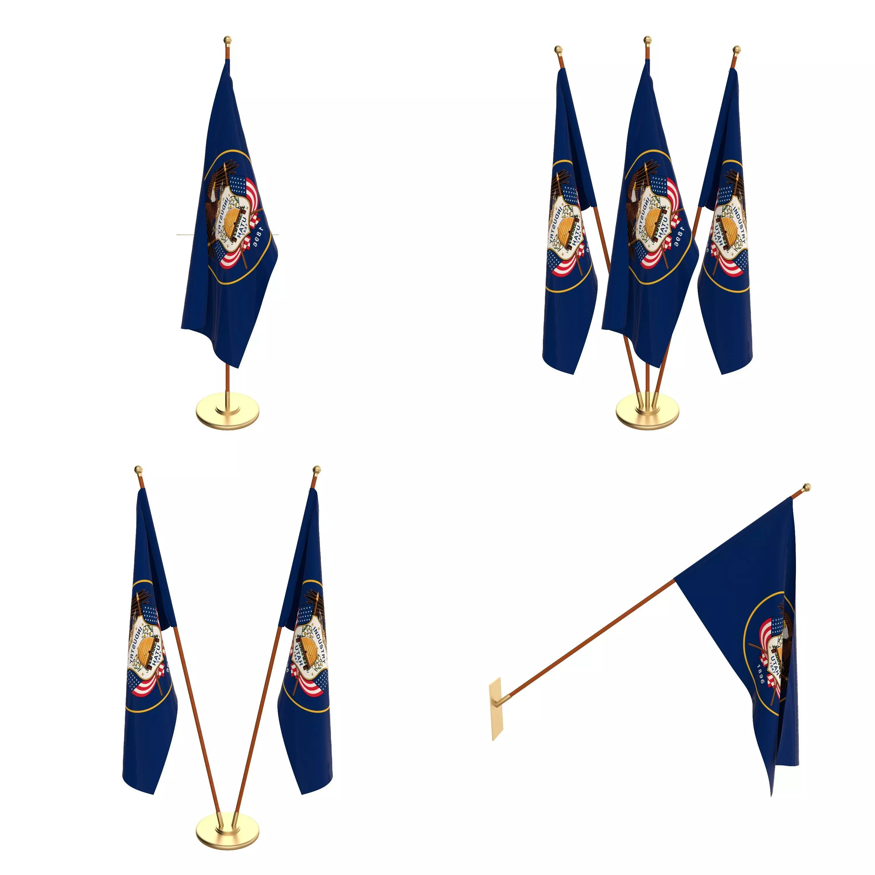 Utah Flag Pack 3D model_0