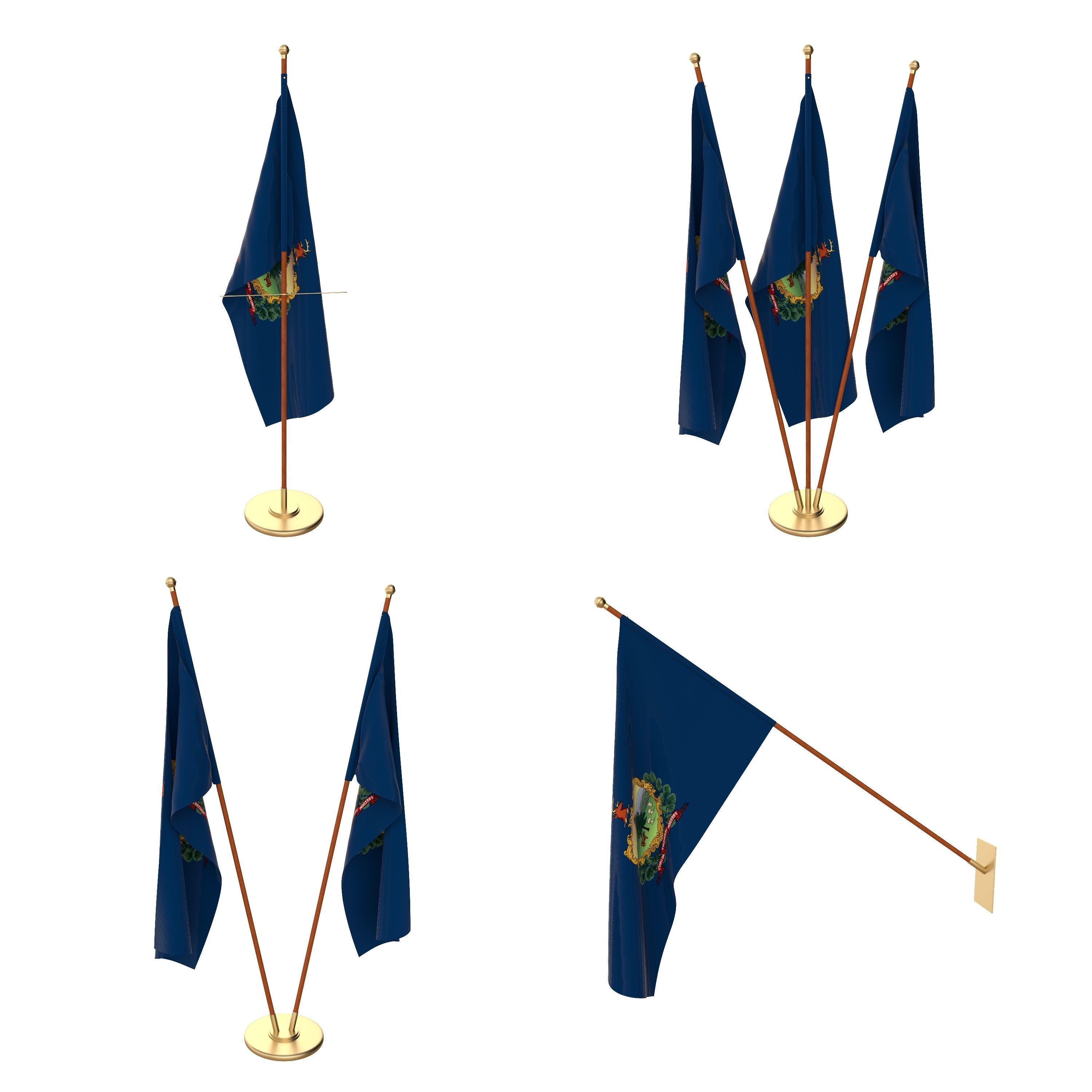 Vermont Flag Pack 3D model_1
