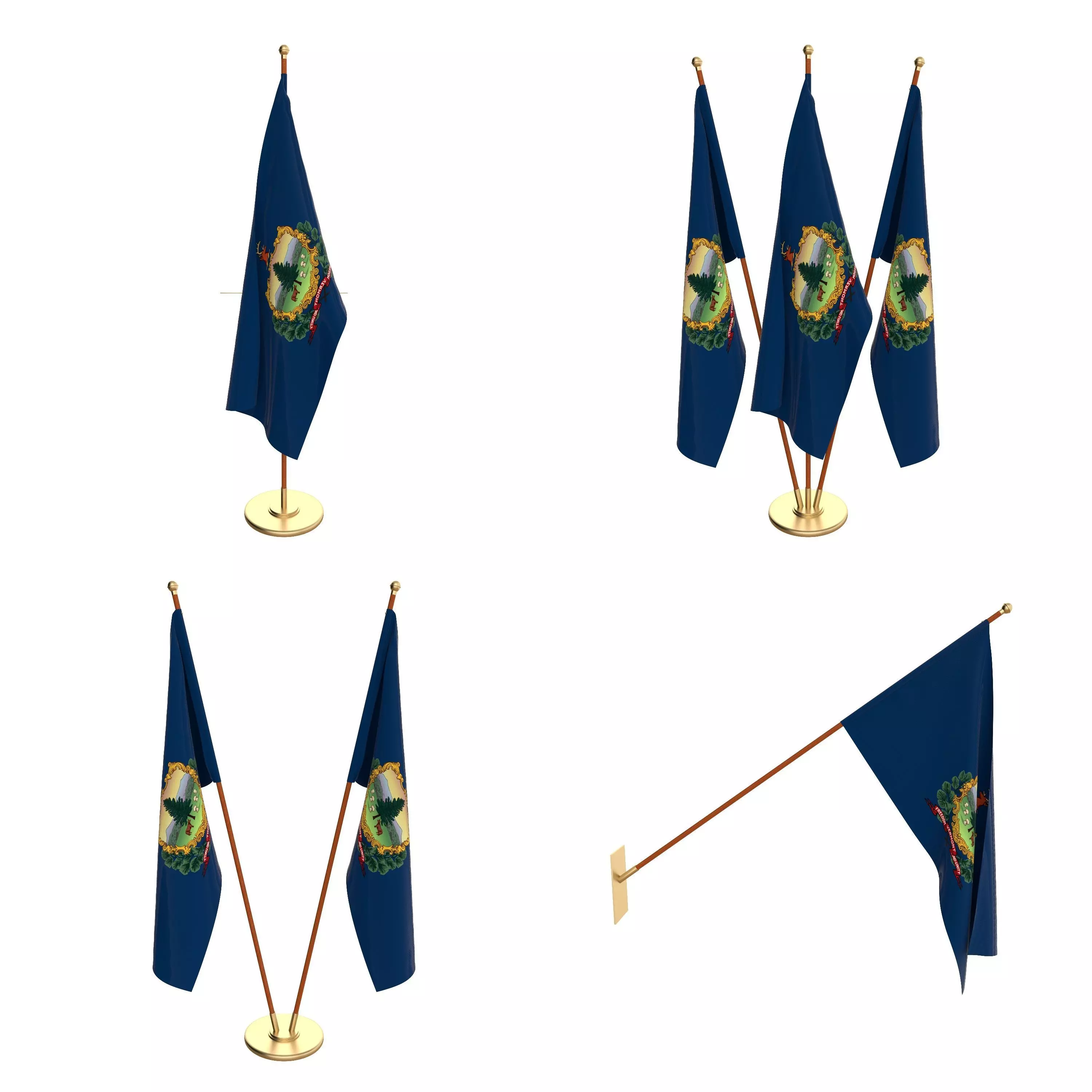 Vermont Flag Pack 3D model_0