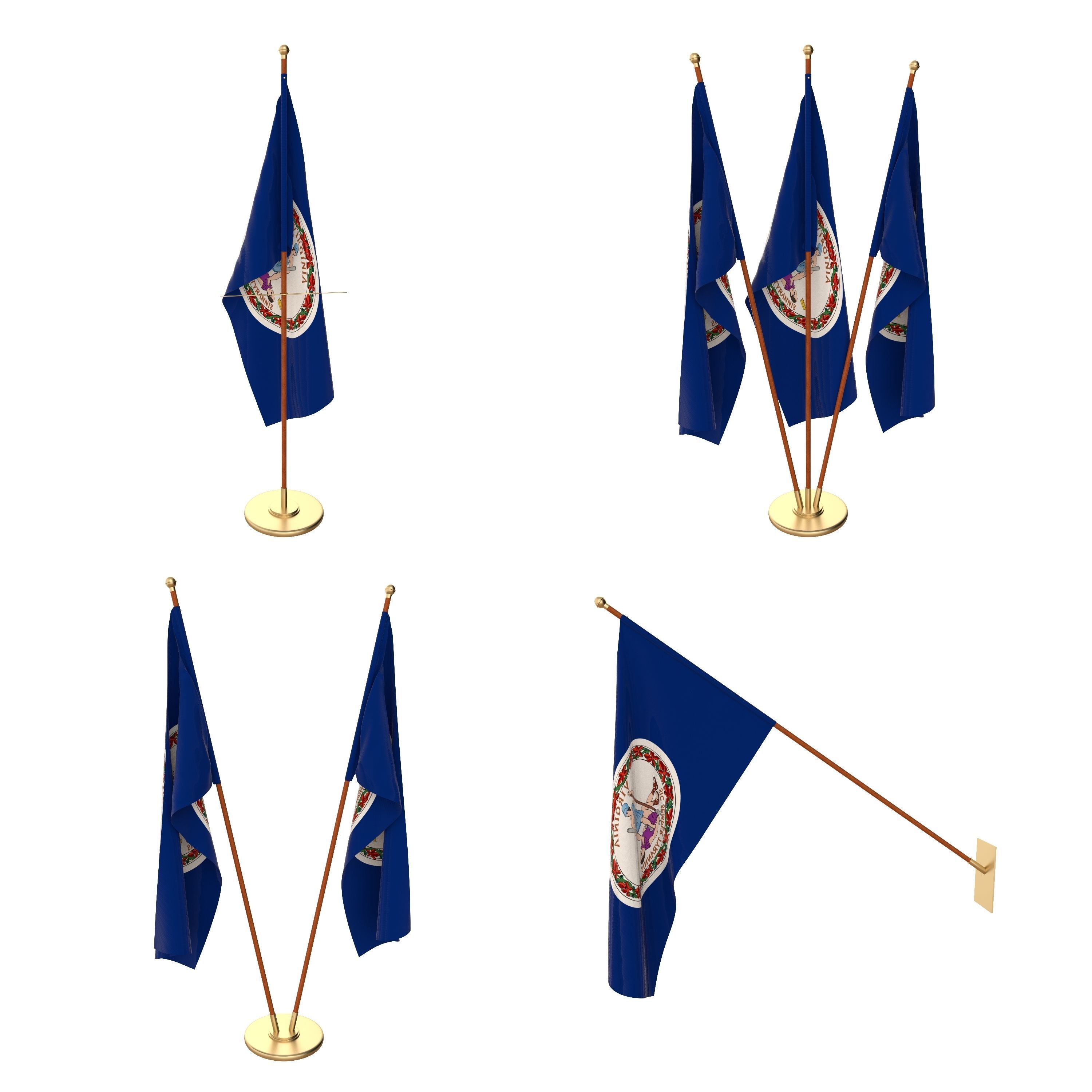 Virginia Flag Pack 3D model_1