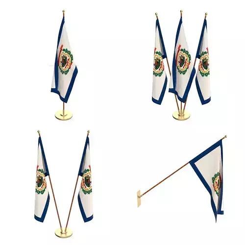 West Virginia Flag Pack Low-poly 3D model