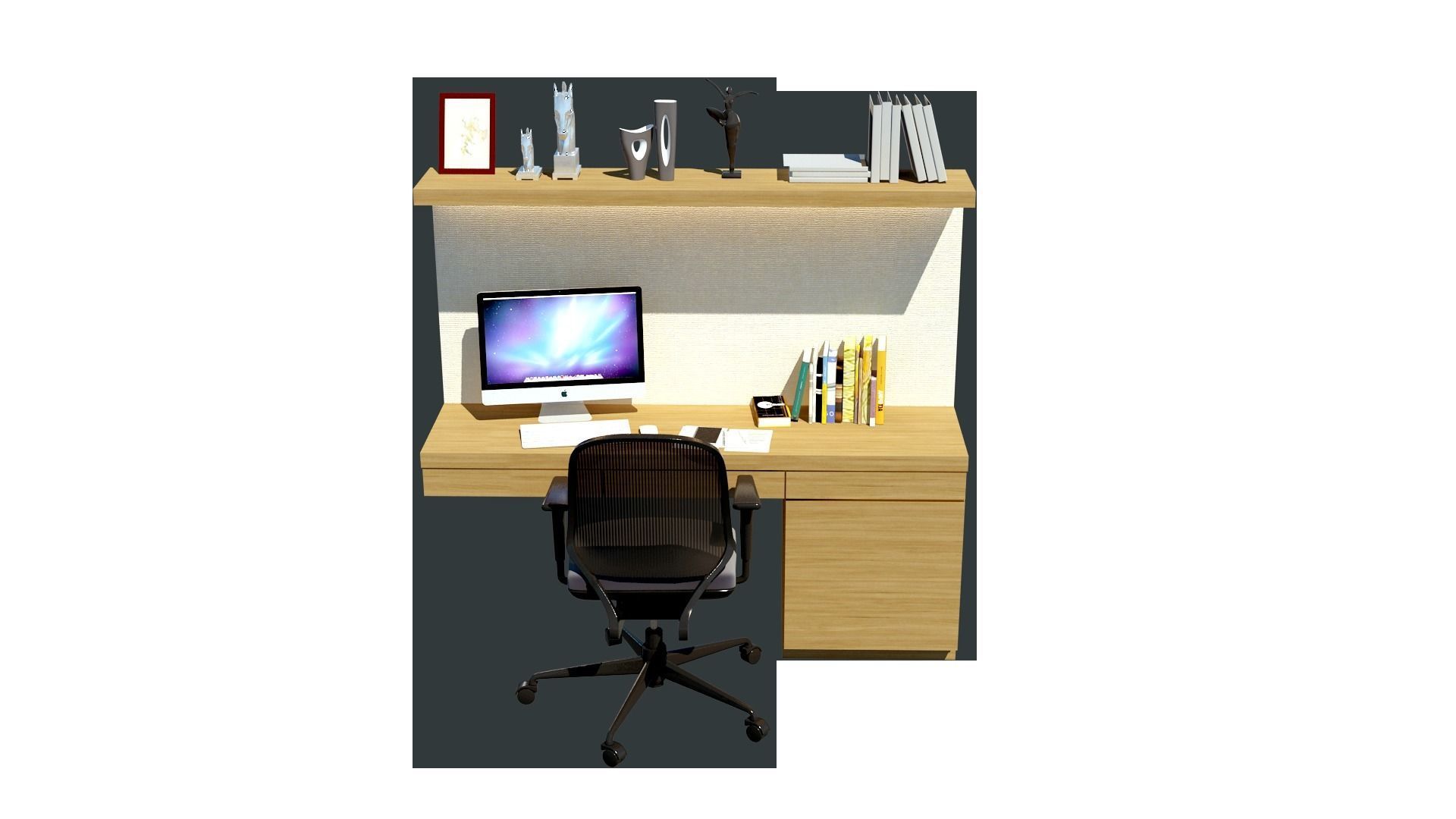 Study table 001 Free low-poly 3D model_1
