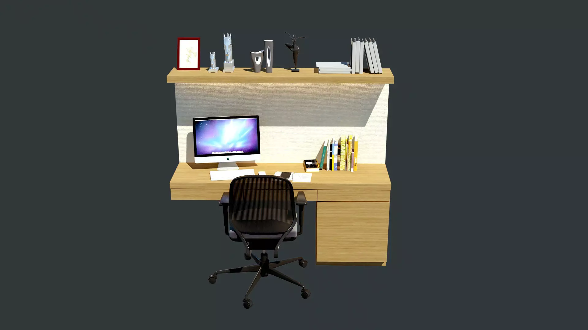 Study table 001 Free low-poly 3D model_0