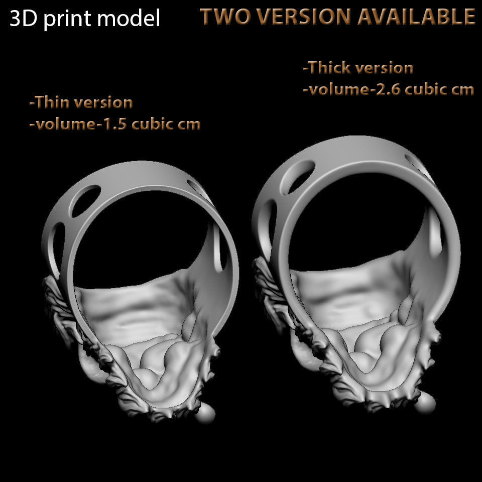 Skull ring jewelry bearded vol5  3D print model_7