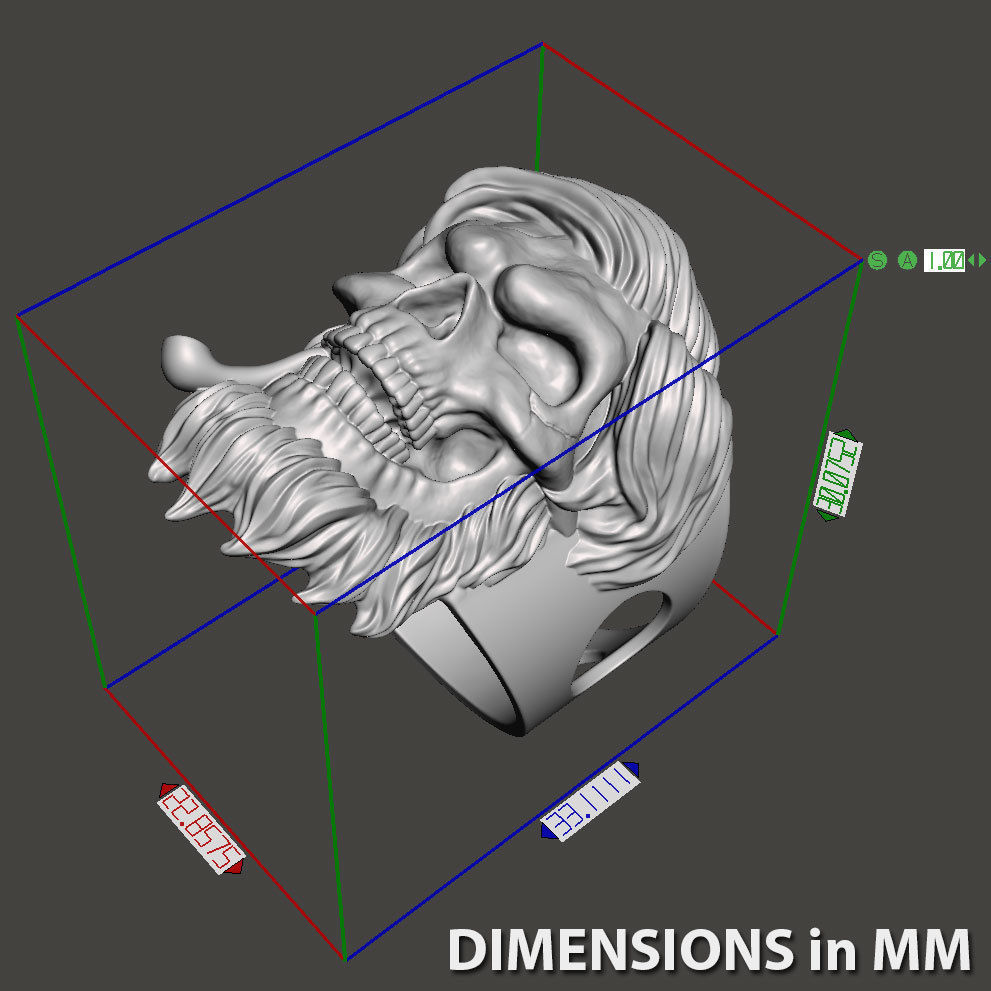 Skull ring jewelry bearded vol5  3D print model_6