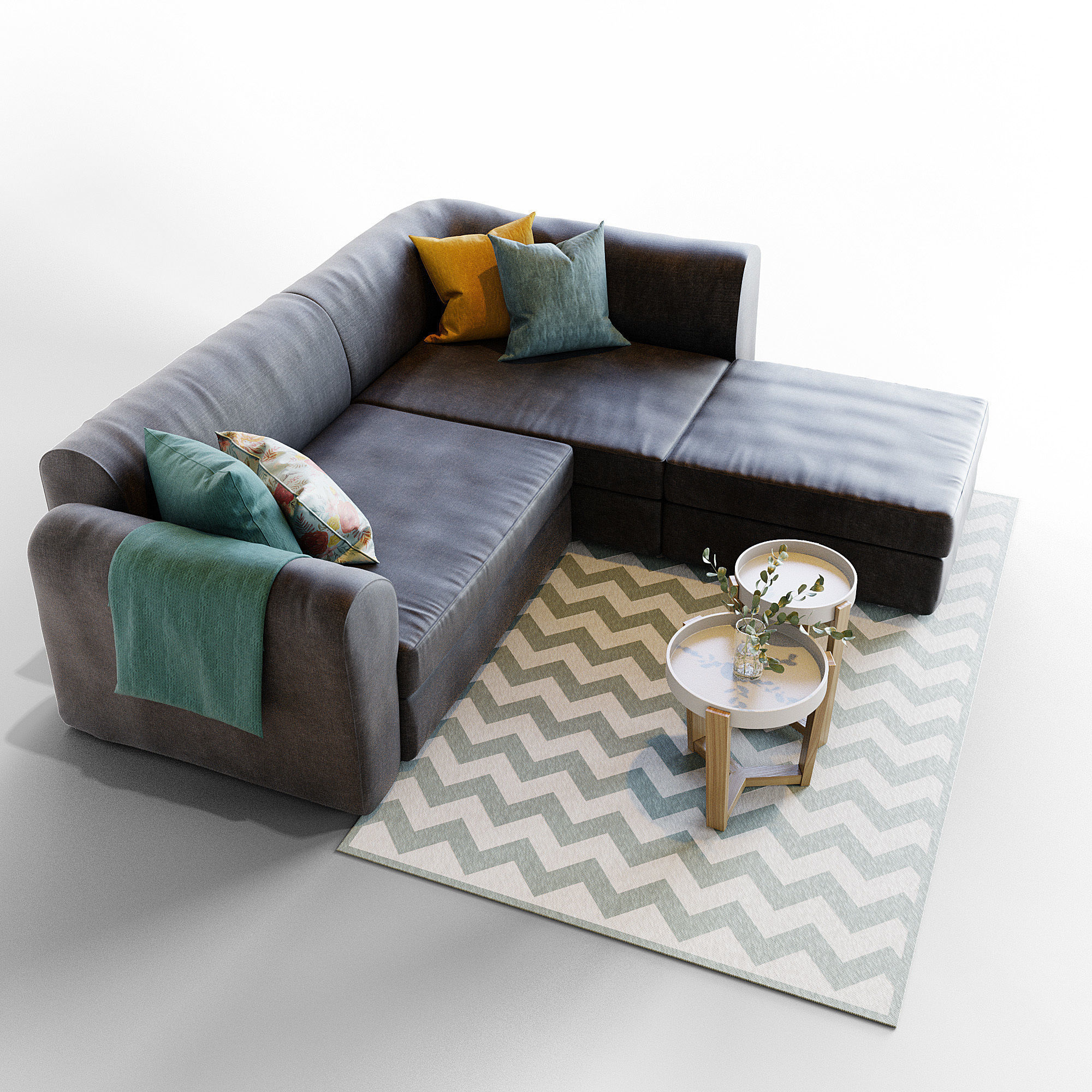 Sofa Livingroom Set 3D model_3