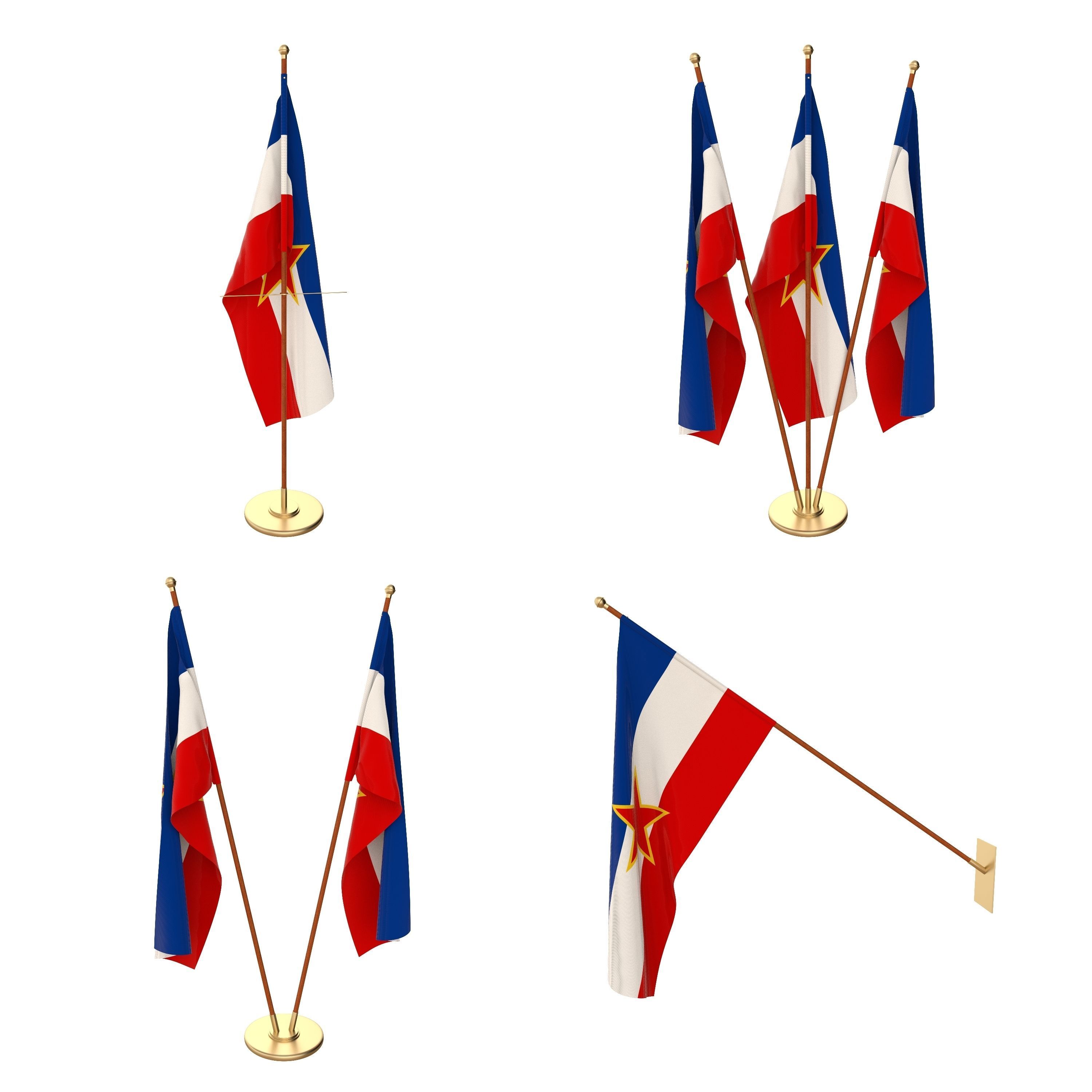 Yugoslavia Flag Pack 3D model_1