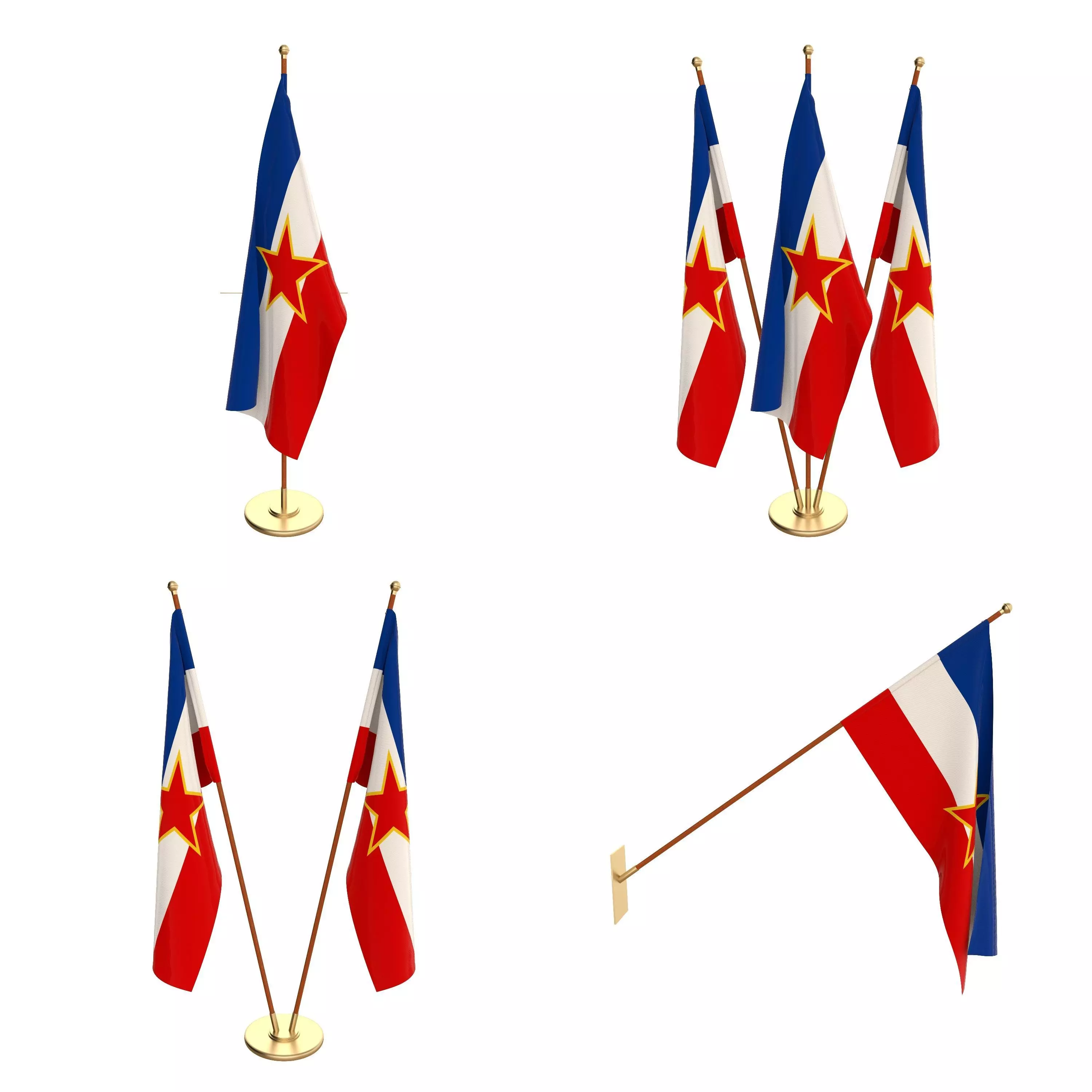 Yugoslavia Flag Pack 3D model_0