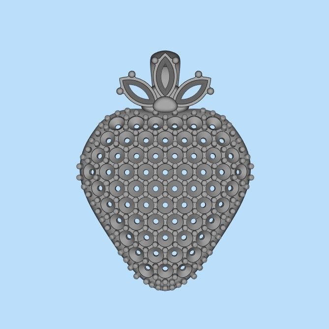 Women Pendant Strawberry 3dm stl vintage 3D print model_25