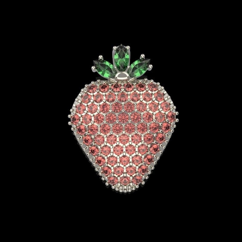 Women Pendant Strawberry 3dm stl vintage 3D print model_3