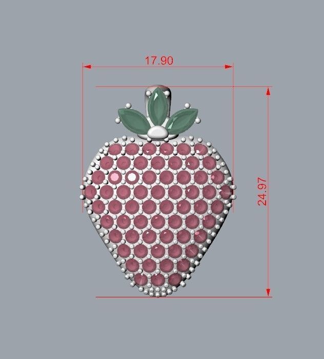 Women Pendant Strawberry 3dm stl vintage 3D print model_21
