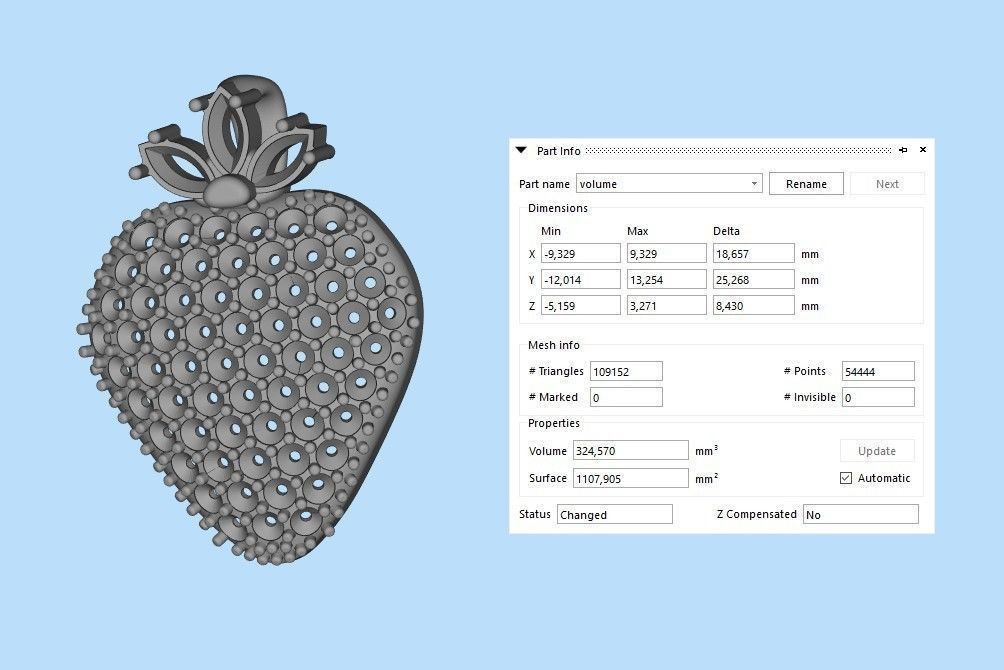 Women Pendant Strawberry 3dm stl vintage 3D print model_23