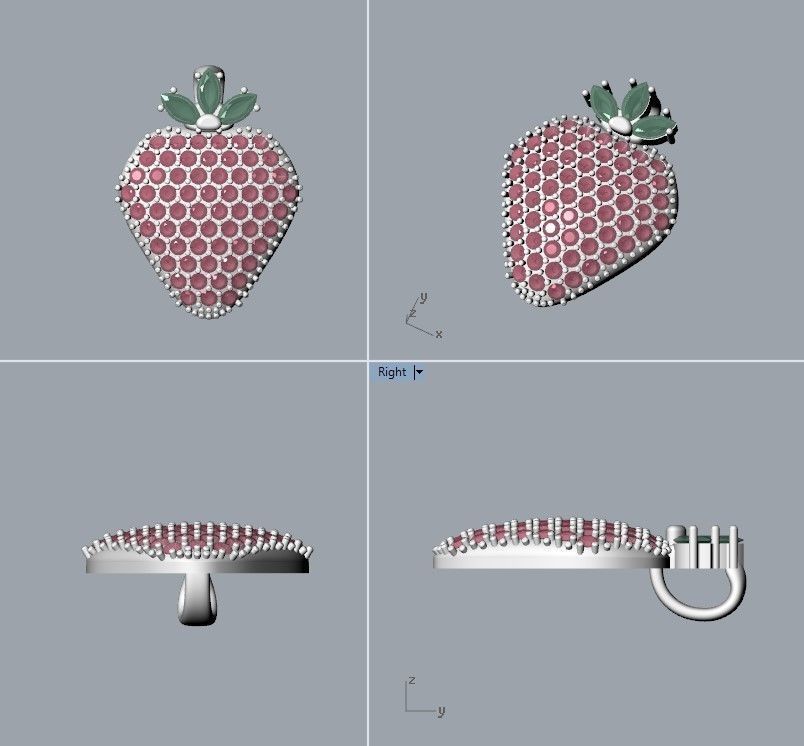 Women Pendant Strawberry 3dm stl vintage 3D print model_20
