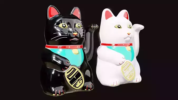 Maneki Neko - Chinese Paw Swinging Lucky Cat 3D model