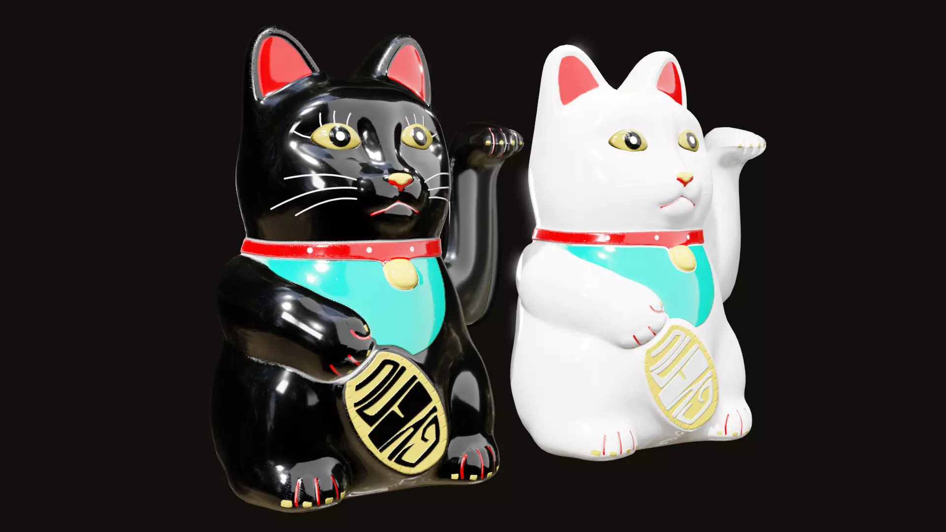 Maneki Neko - Chinese Paw Swinging Lucky Cat 3D model_0