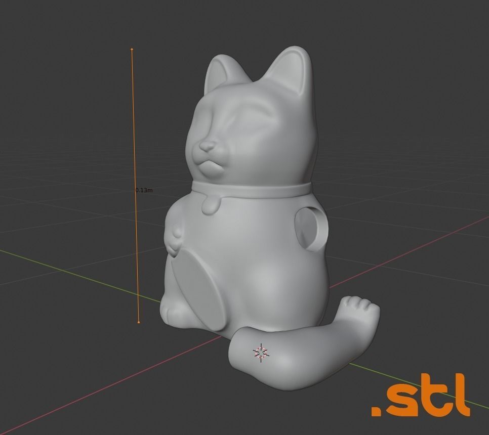 Maneki Neko - Chinese Paw Swinging Lucky Cat 3D model_1