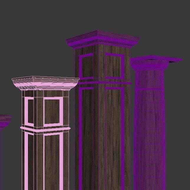 Wooden columns 3D model_4
