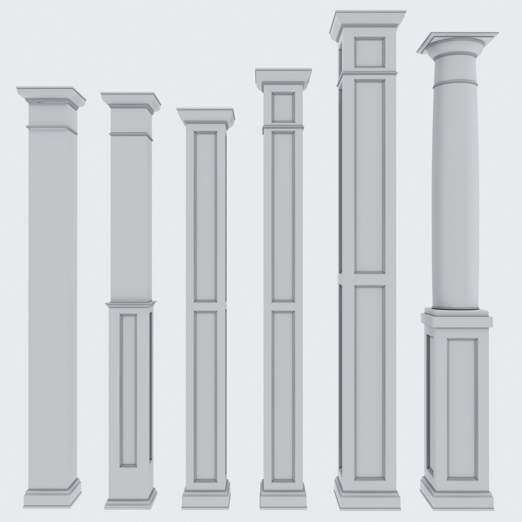 Wooden columns 3D model_2