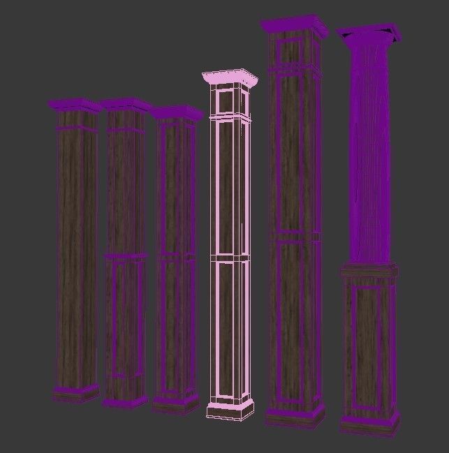Wooden columns 3D model_3