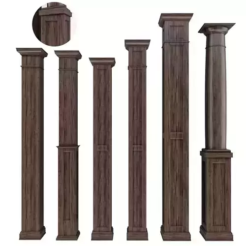 Wooden columns 3D model