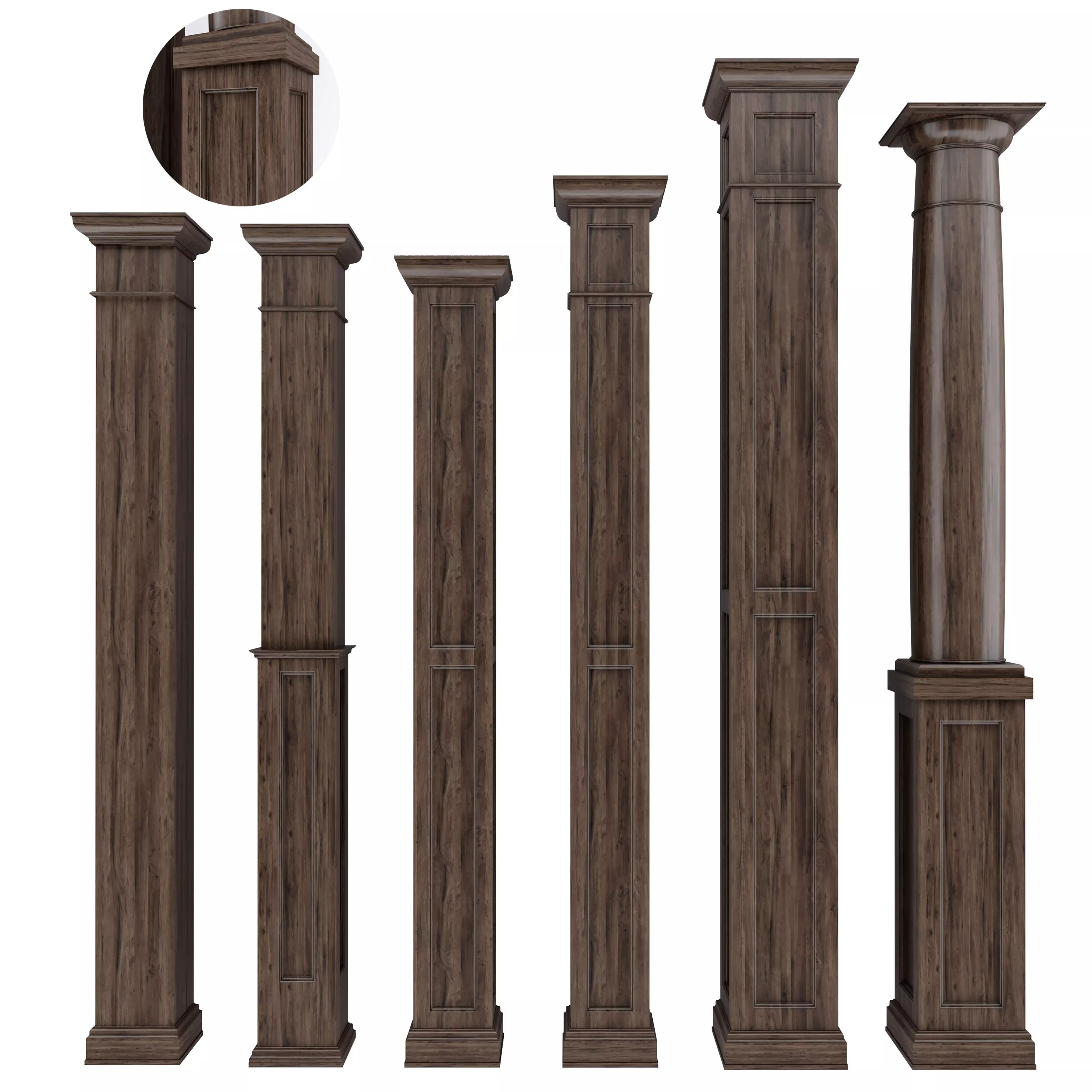 Wooden columns 3D model_0