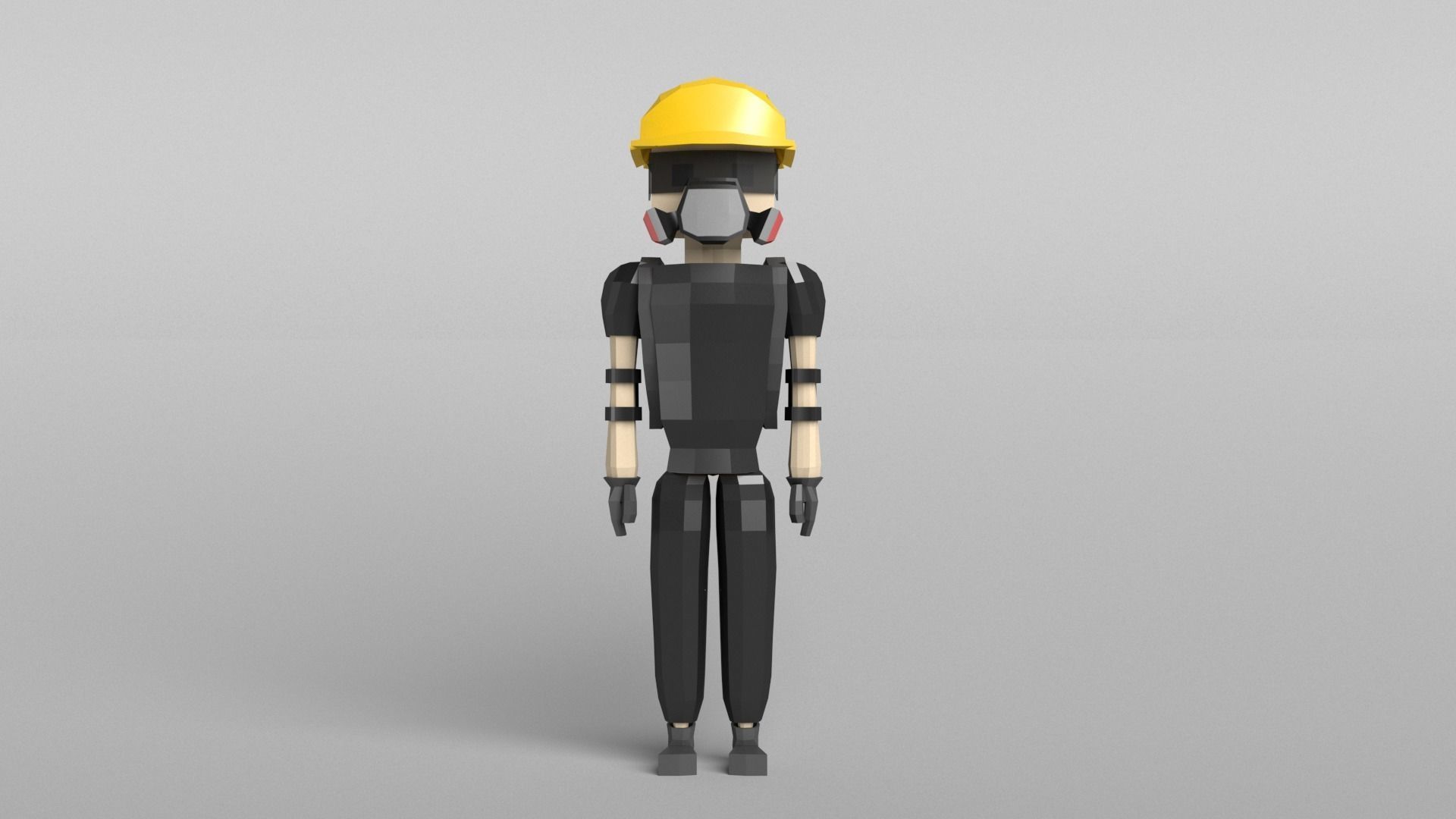 Low Poly Protestor Type 7 Low-poly 3D model_4