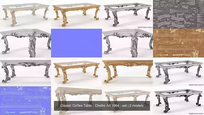 Classic Coffee Table - Chelini Art 1064 - set