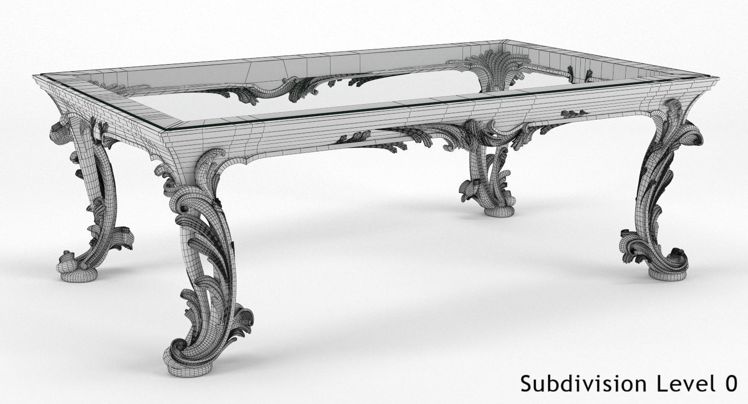 Classic Coffee Table - Chelini Art 1064 - set 3D Model Collection_7
