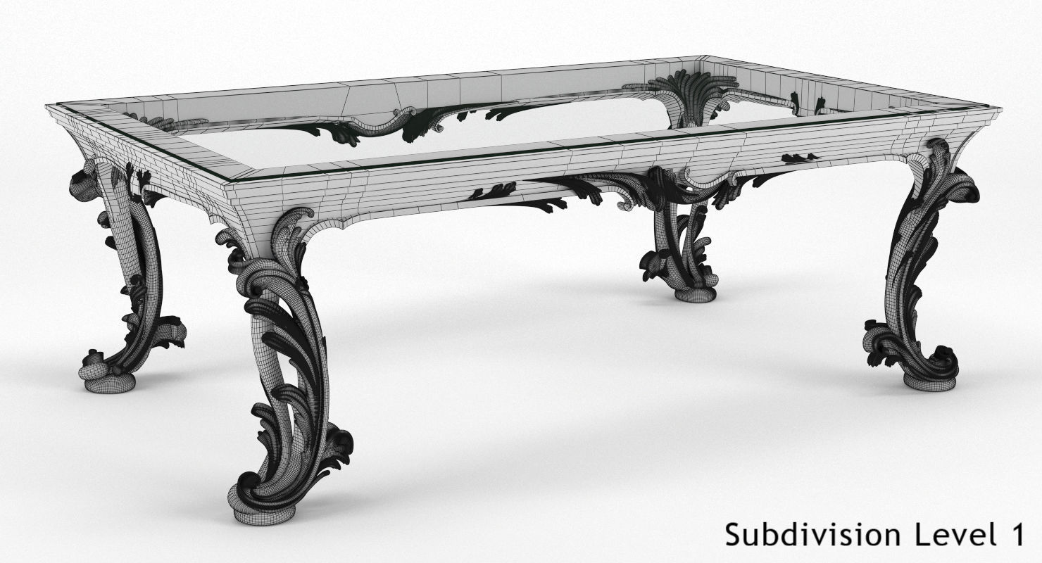 Classic Coffee Table - Chelini Art 1064 - set 3D Model Collection_8