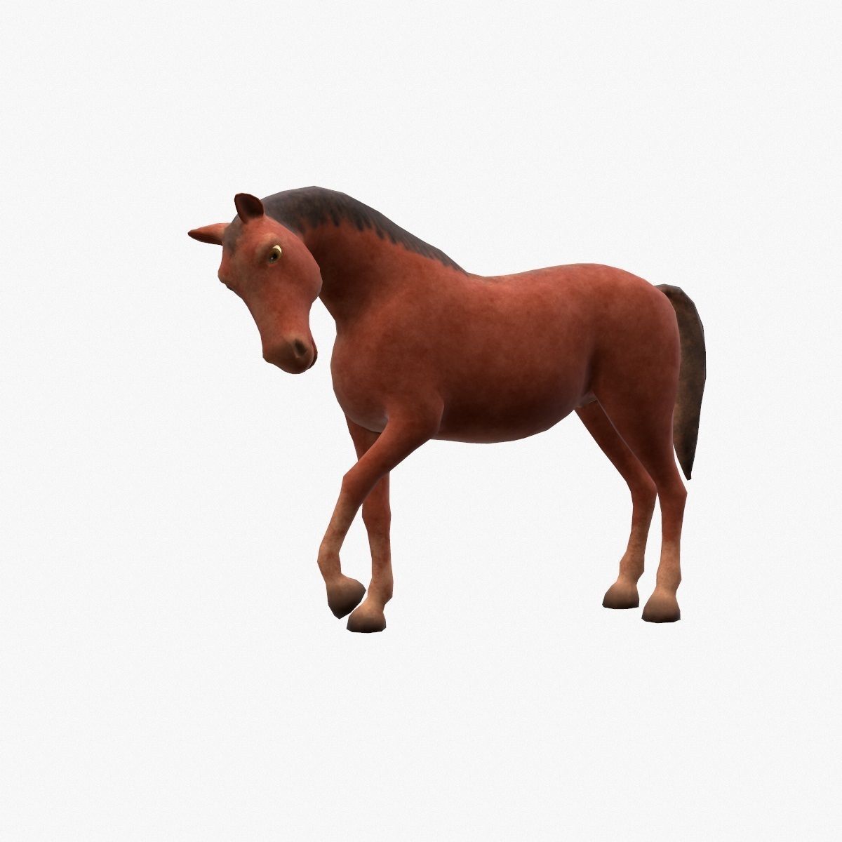 Horse animated Low-poly 3D model_3