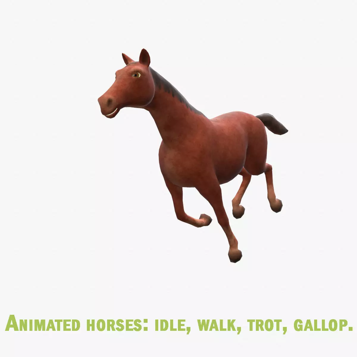 Horse animated Low-poly 3D model_0