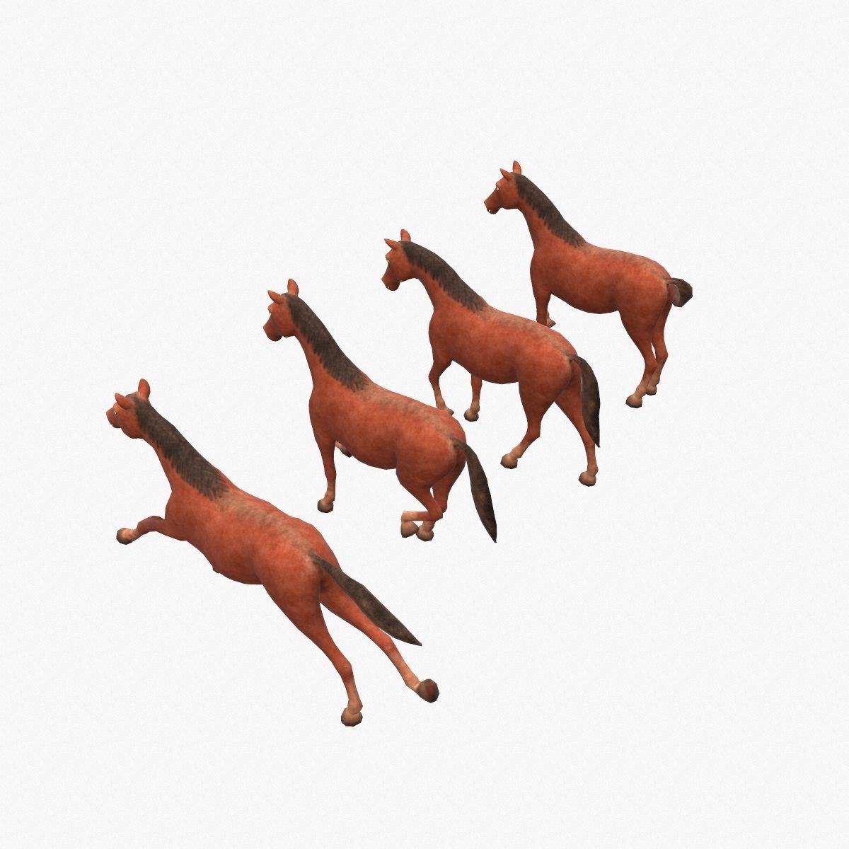 Horse animated Low-poly 3D model_11