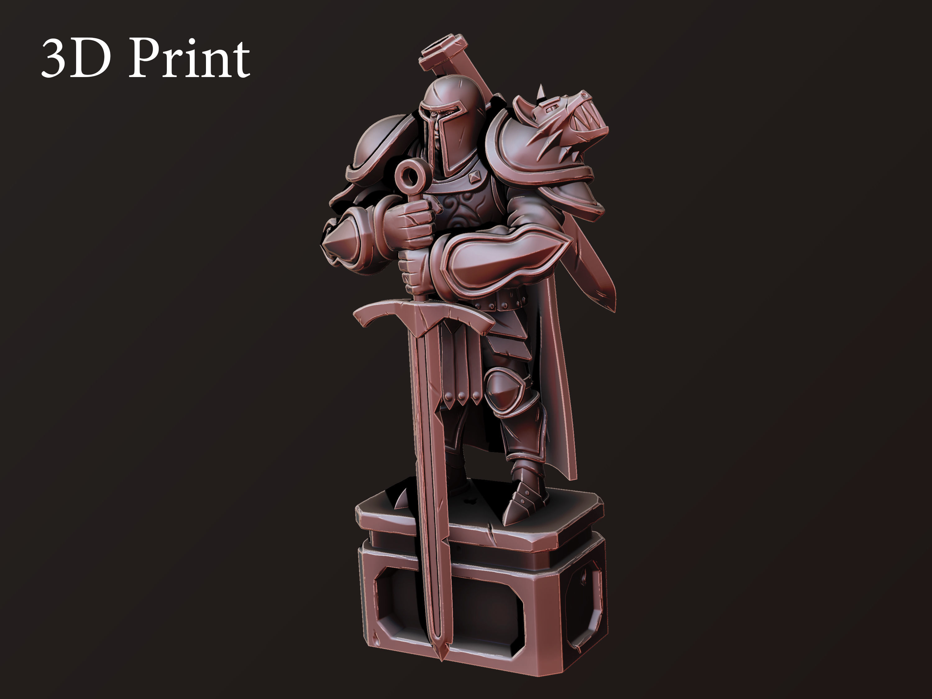 Knight 3d print statue of holding sword 3D print model_7