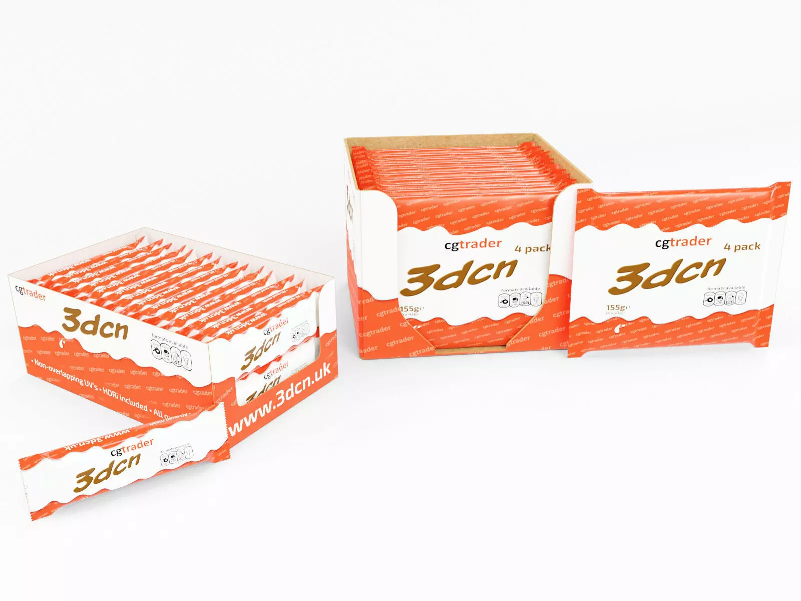 Candy bars with shelf ready display trays bueno 3D model