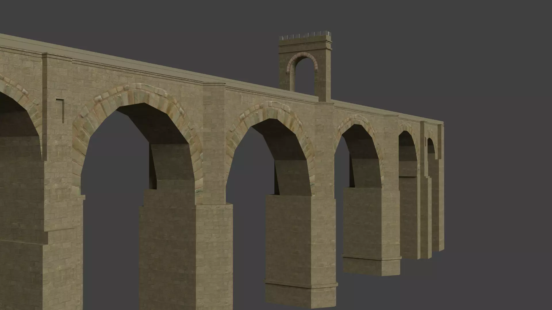 Low-poly Roman Stone Bridge Low-poly 3D model_0