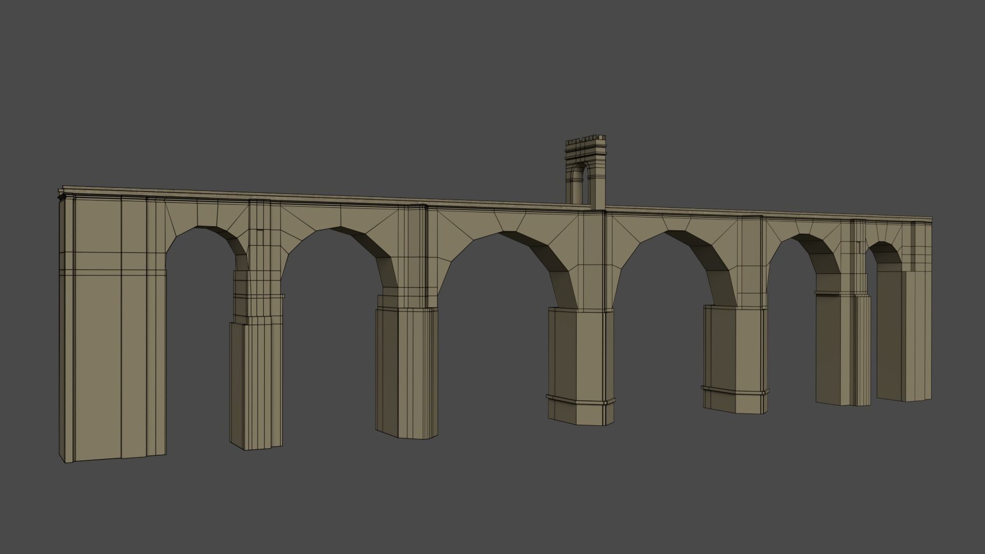 Low-poly Roman Stone Bridge Low-poly 3D model_7