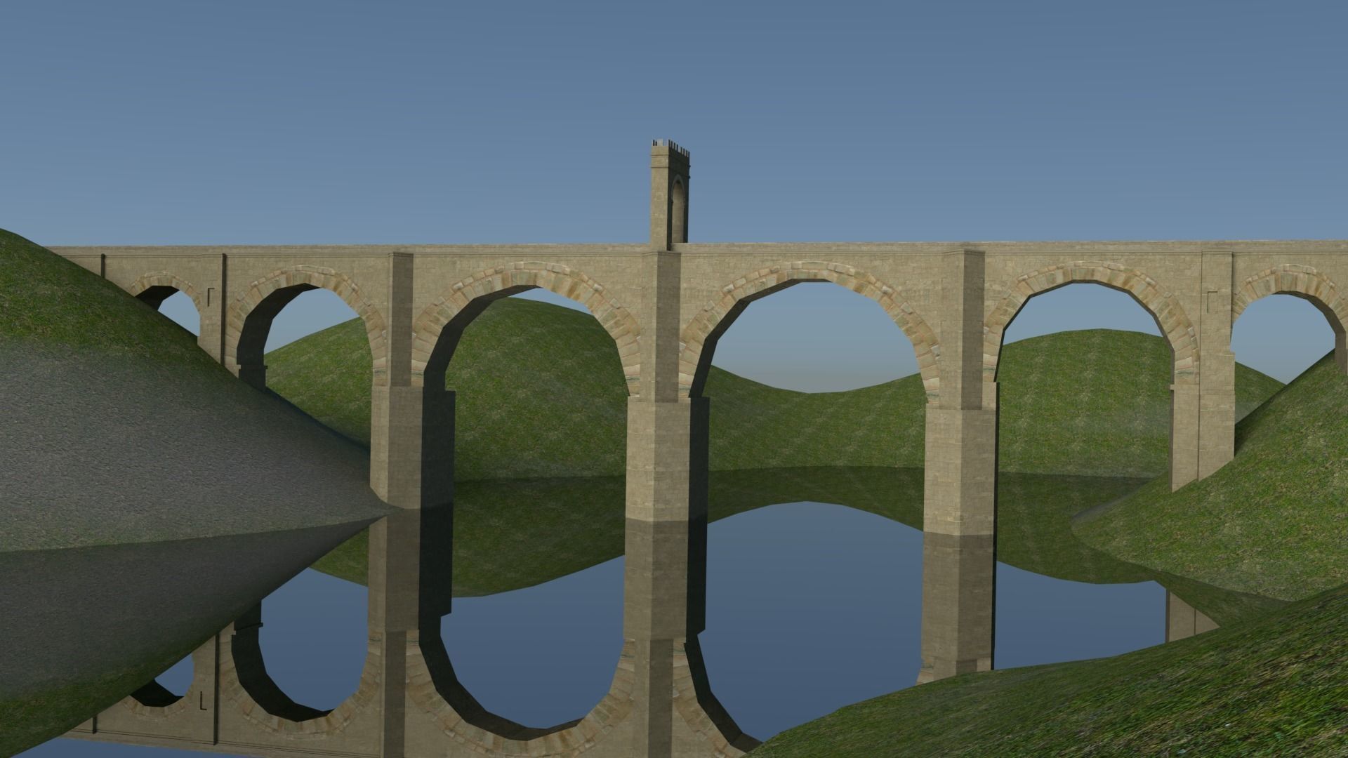 Low-poly Roman Stone Bridge Low-poly 3D model_6