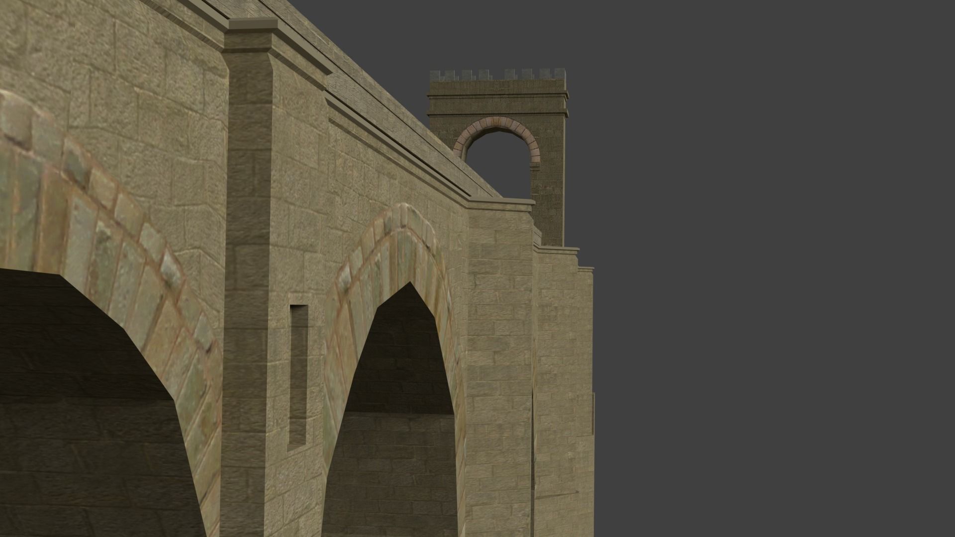 Low-poly Roman Stone Bridge Low-poly 3D model_3