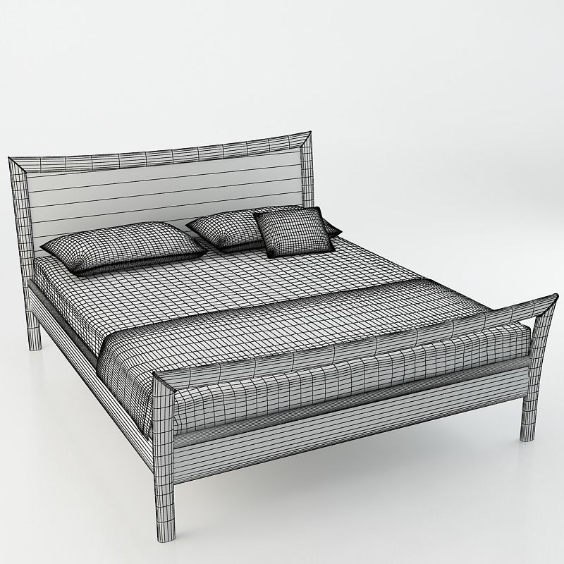 Bed with Intarsia Panel - Grenat 3D model_2