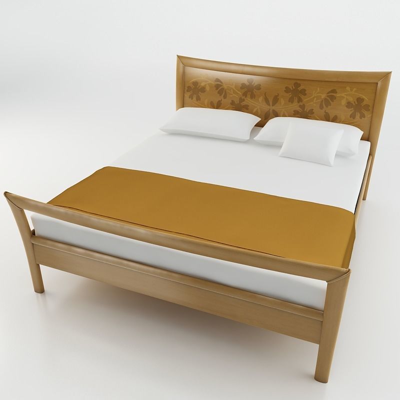 Bed with Intarsia Panel - Grenat 3D model_3