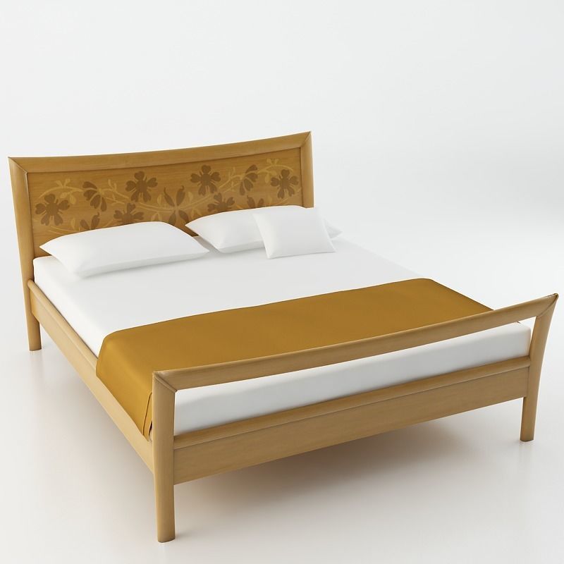 Bed with Intarsia Panel - Grenat 3D model_1