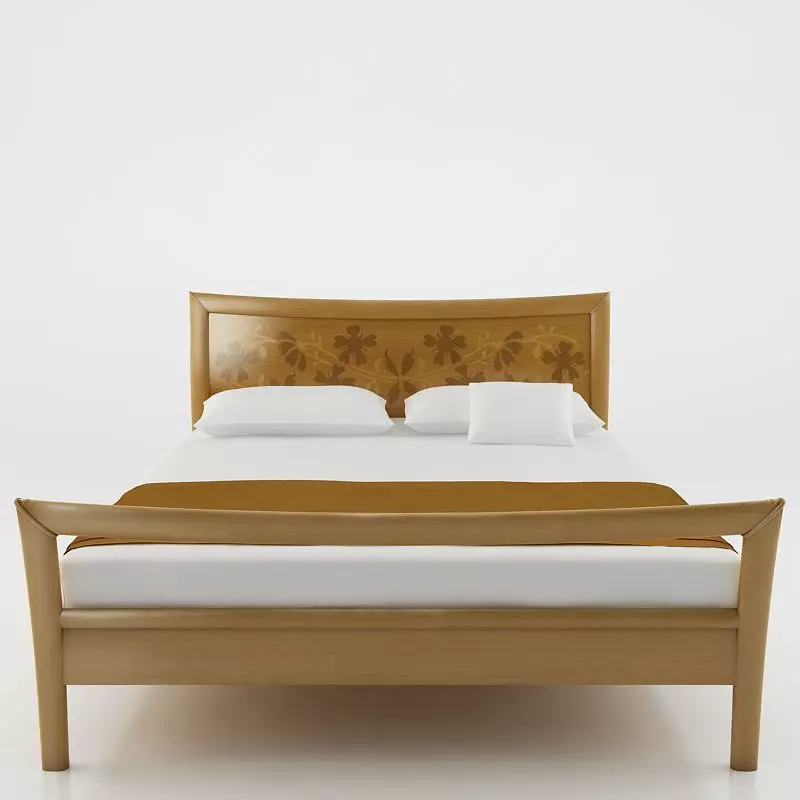 Bed with Intarsia Panel - Grenat 3D model_0
